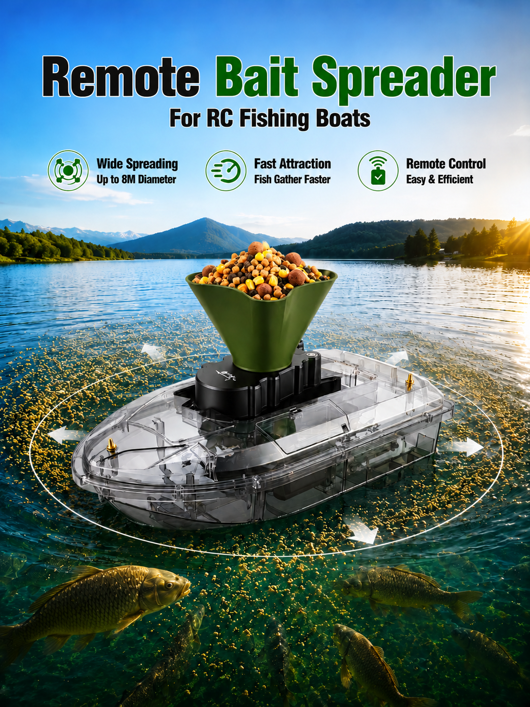 Fishing Gps - 360° Rotating Bait Dispenser & Bait