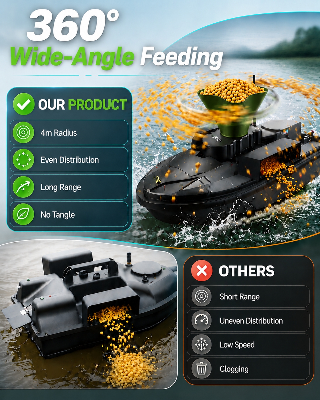 360° Rotating Bait Dispenser & - Fishing Gps recension och pris