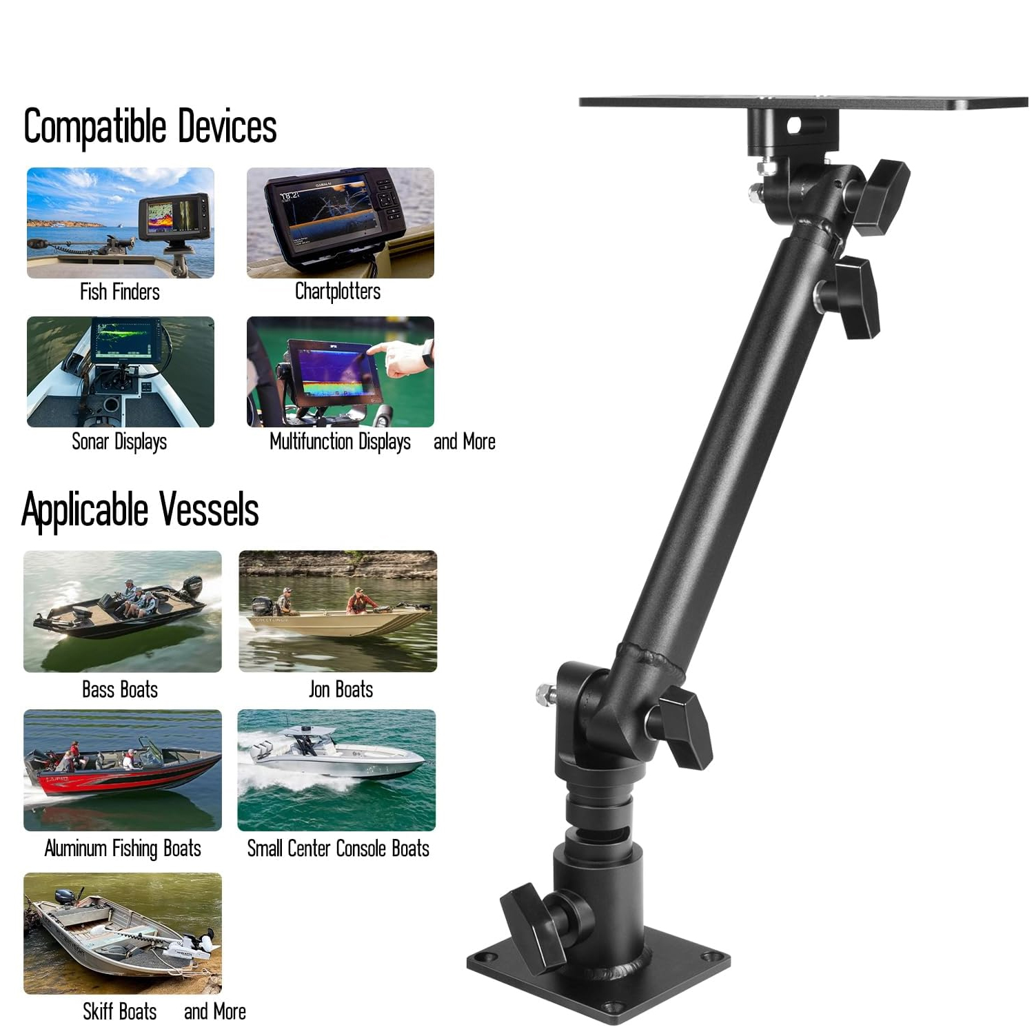 Marine Anodized Aluminum Monit - Fish Finder Mount recension och pris