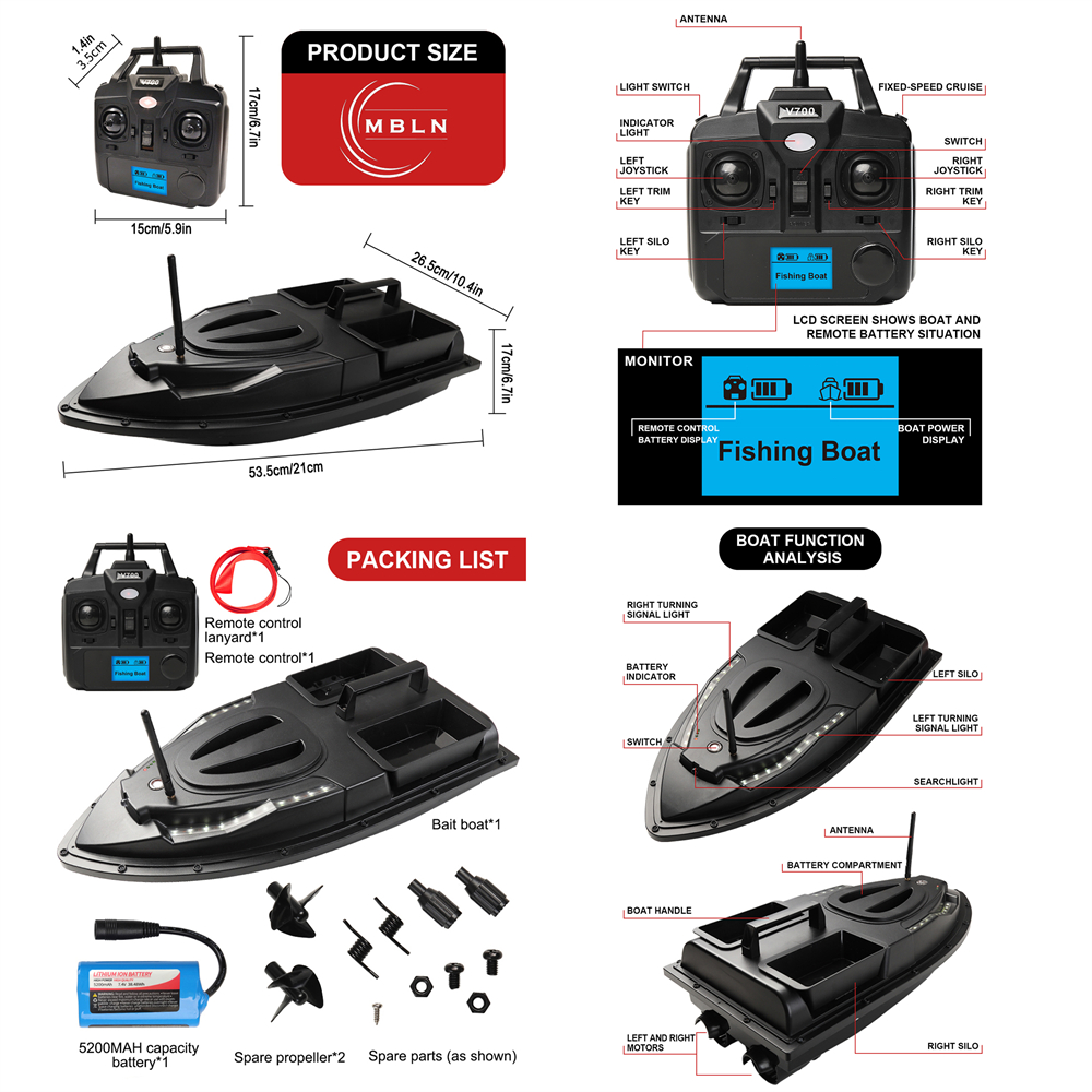 Brand,Fishing Bait Boat,Dual M - Fishing Gps recension och pris