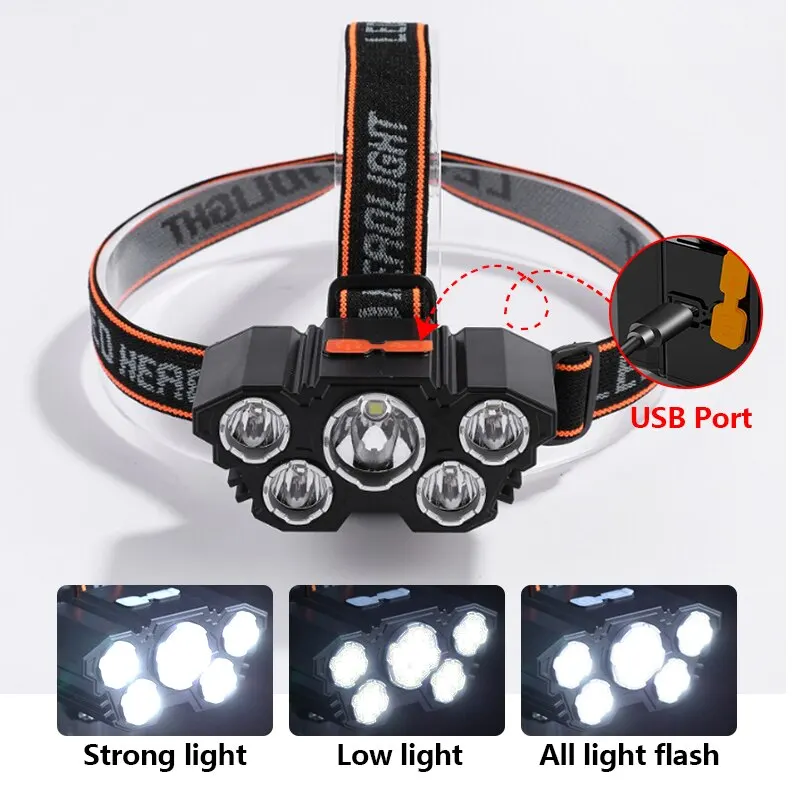 Rechargeable 5 LED Headlamp St - Fish Finder Battery recension och pris