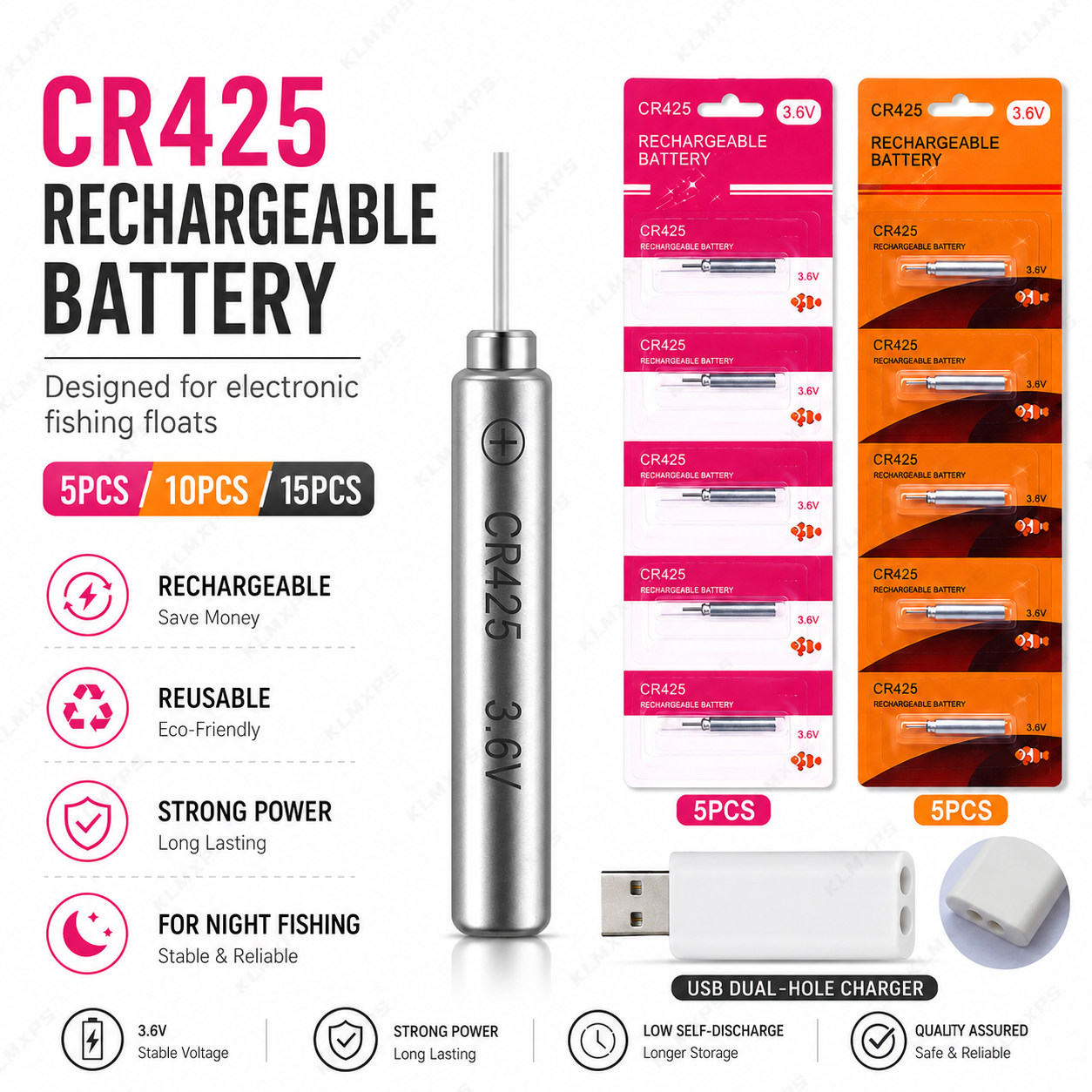 CR425 Rechargeable Battery for - Fish Finder Charger recension och pris