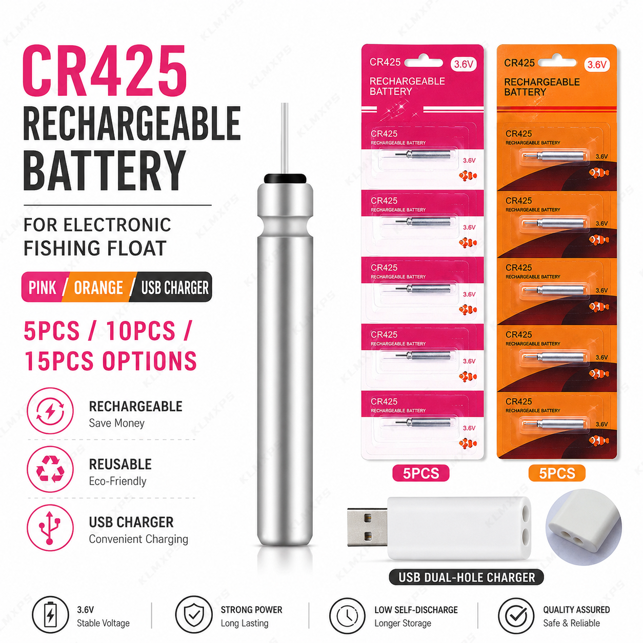 CR425 Rechargeable Battery for - Fish Finder Charger recension och pris