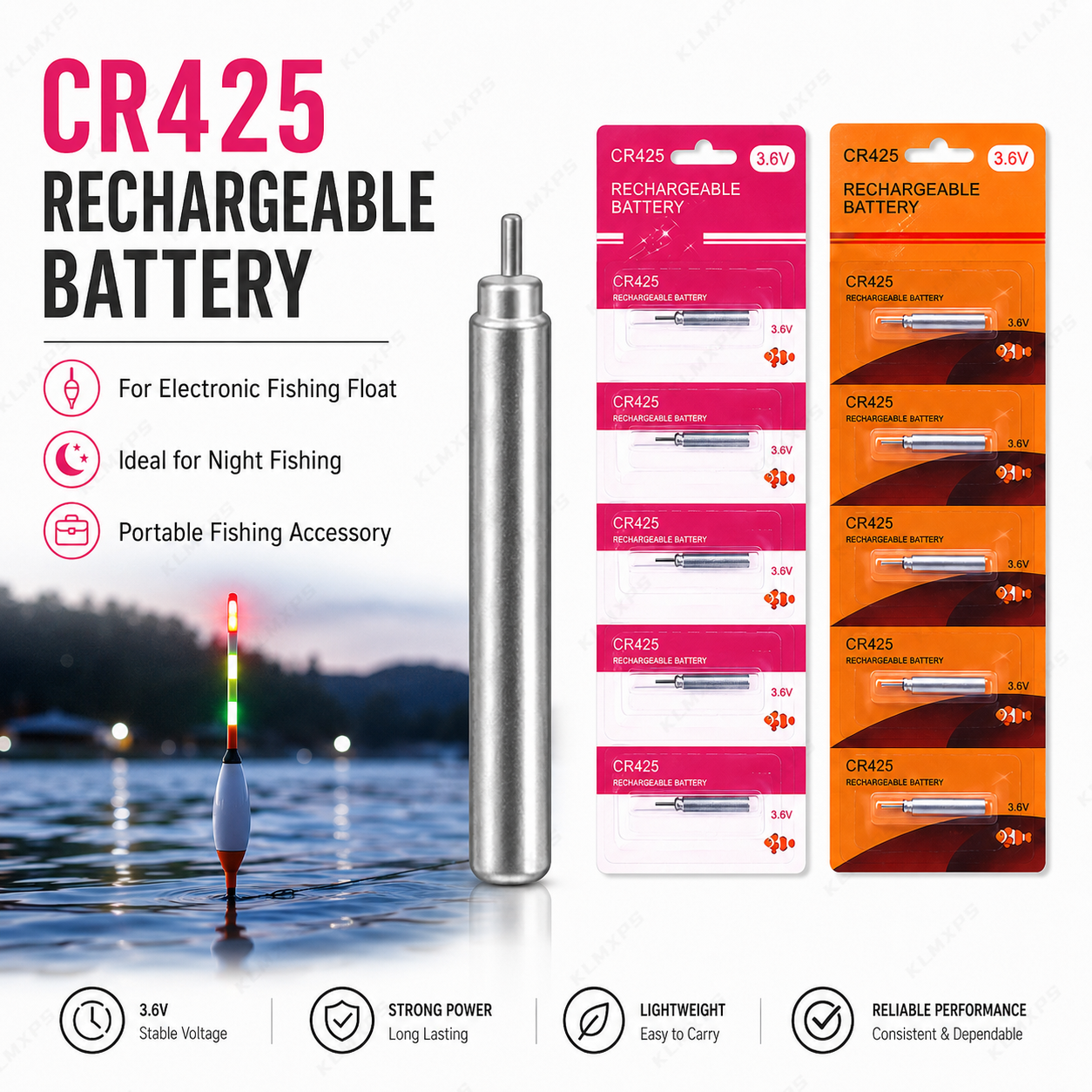 CR425 Rechargeable Battery for - Fish Finder Charger recension och pris