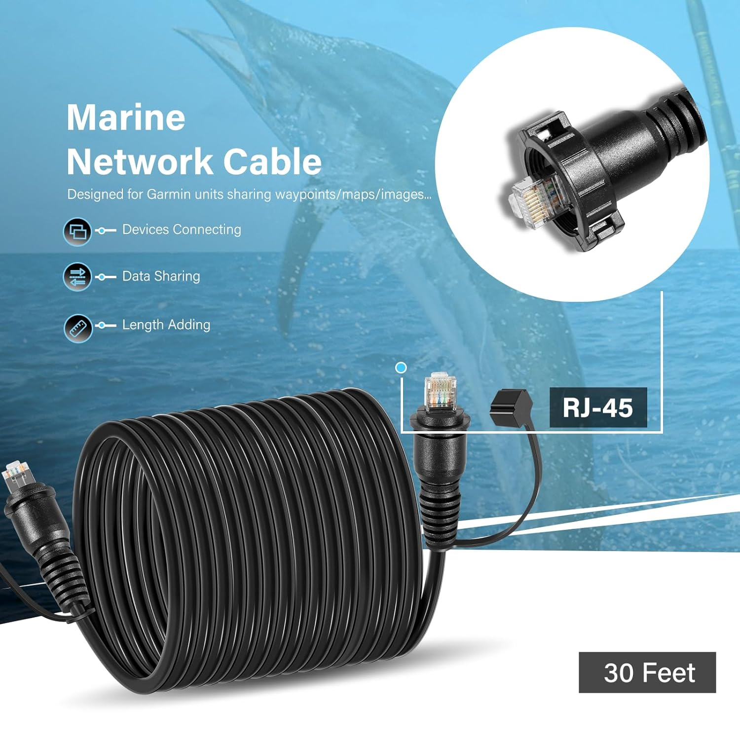30 Foot Marine Network Cable f - Fish Finder recension och pris