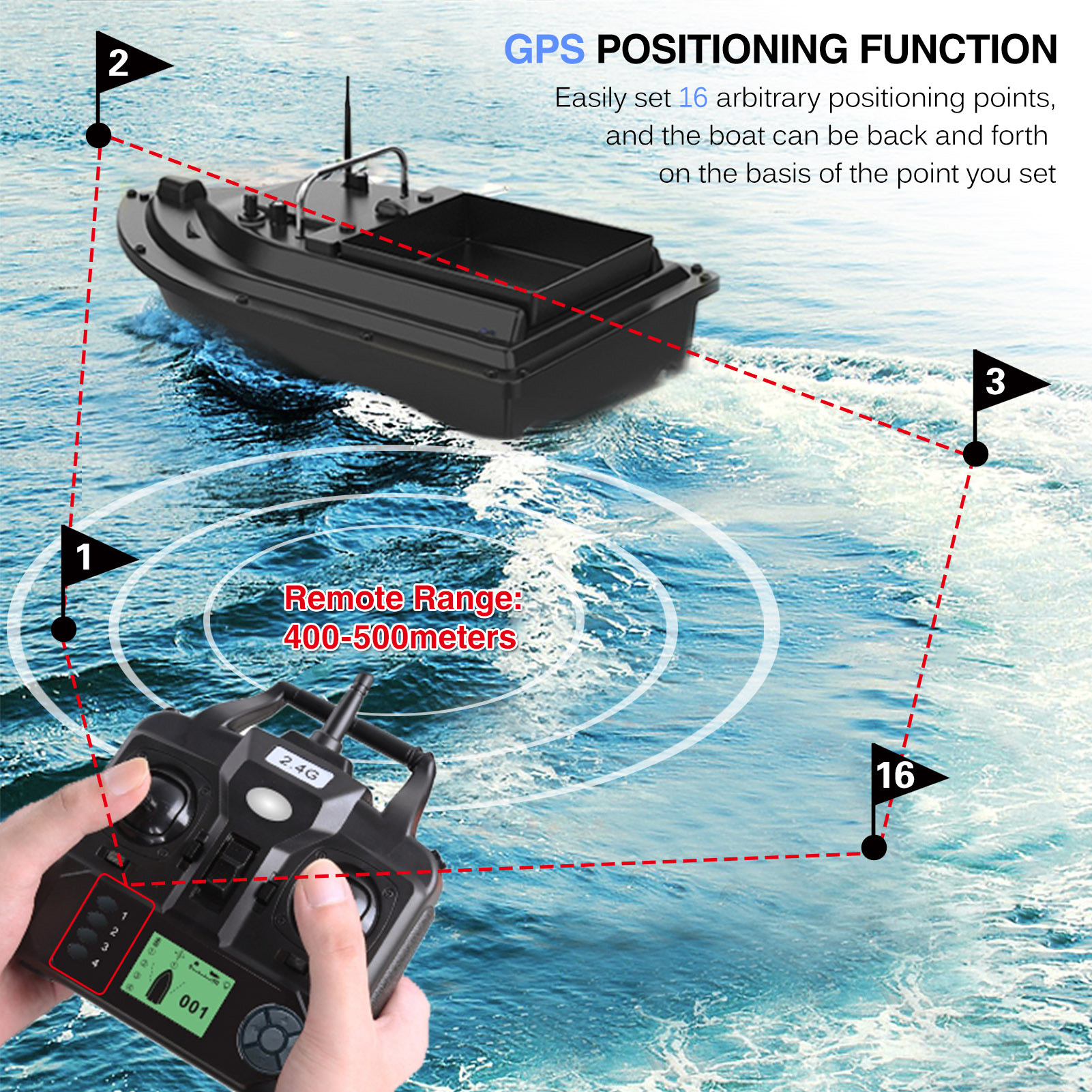 D16E GPS Fishing Bait Boat wit - Fishing Gps recension och pris